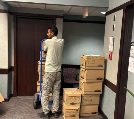 Commercial movers helping a Lakeridge business relocate.