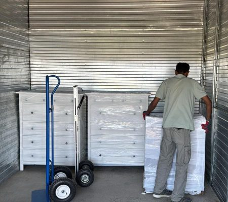 Secured Storage Unit With Wrapped Dressers & Cargo Tie-Downs
